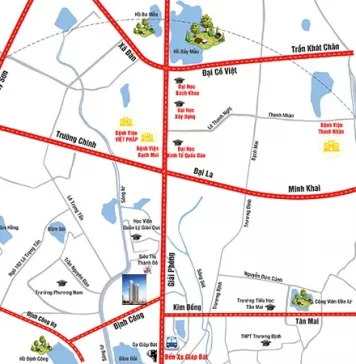 vị trí dự án chung cư Skyveiw Plaza 360 Giải Phóng toà cánh hoa