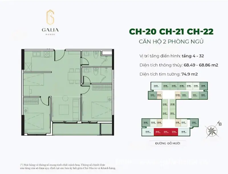 căn hộ 2 phòng ngủ Galia Hanoi Yên Sở