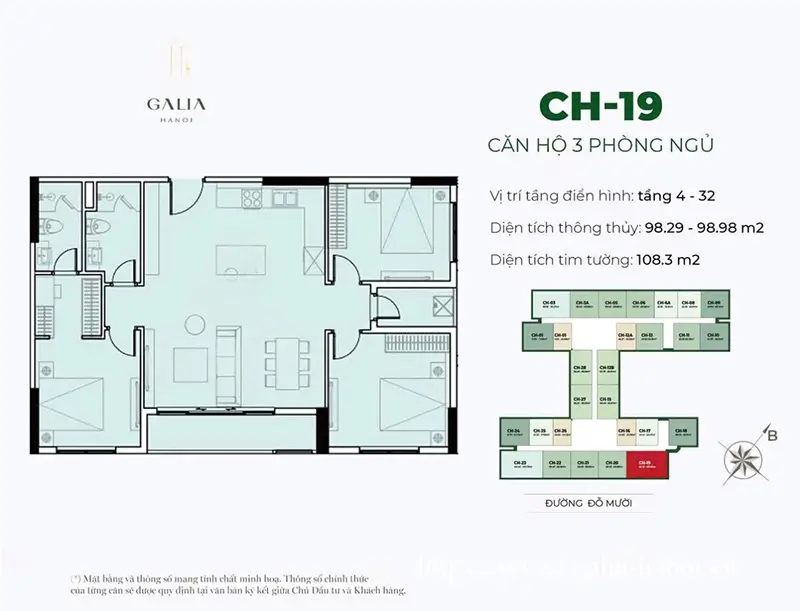 căn hộ 3 phòng ngủ Galia Hanoi Yên Sở