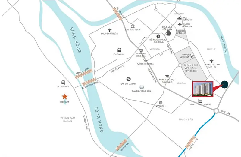 DỰ ÁN CHUNG CƯ RUBY PARK - PHÚC LỢI, LONG BIÊN 3 vị trí Dự án Ruby Park phúc lợi