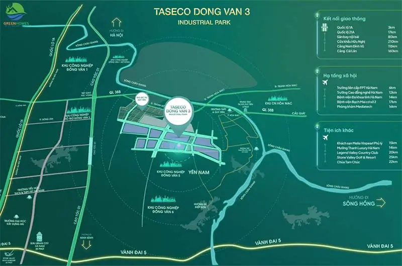 DỰ ÁN KHU ĐÔ THỊ TASECO ĐỒNG VĂN 3 - DUY TIÊN, NINH BÌNH 3 vị trí Dự án khu đô thị Taseco Đồng Văn