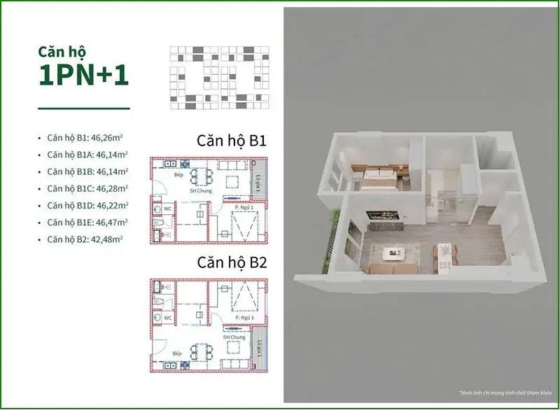 DỰ ÁN NHÀ Ở XÃ HỘI VŨ PHÚC - HƯNG YÊN 10 thiết kế căn hộ 1 phòng ngủ Dự án nhà ở xã hội Vũ Phúc